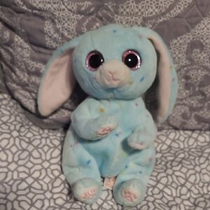 Ty Plush Bunny Toy - Blue with Pink Ears